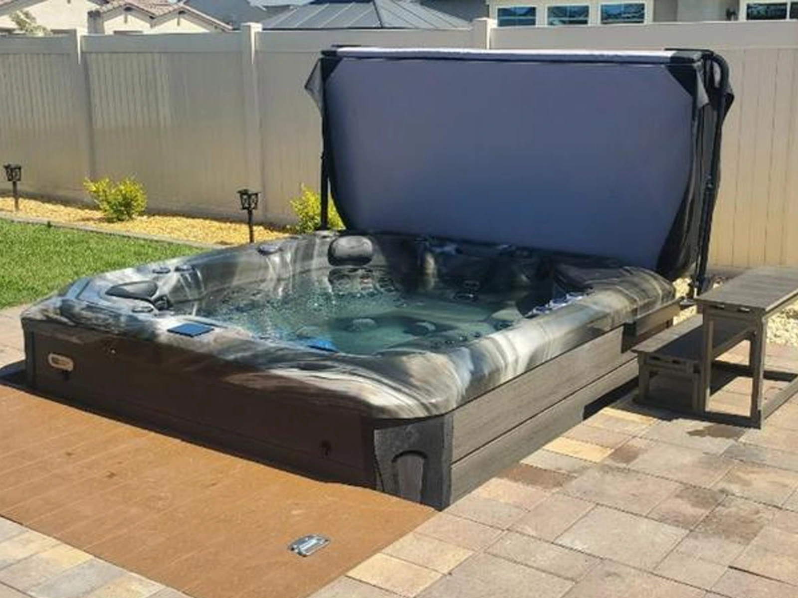 Installation of built-in spa in a terrace