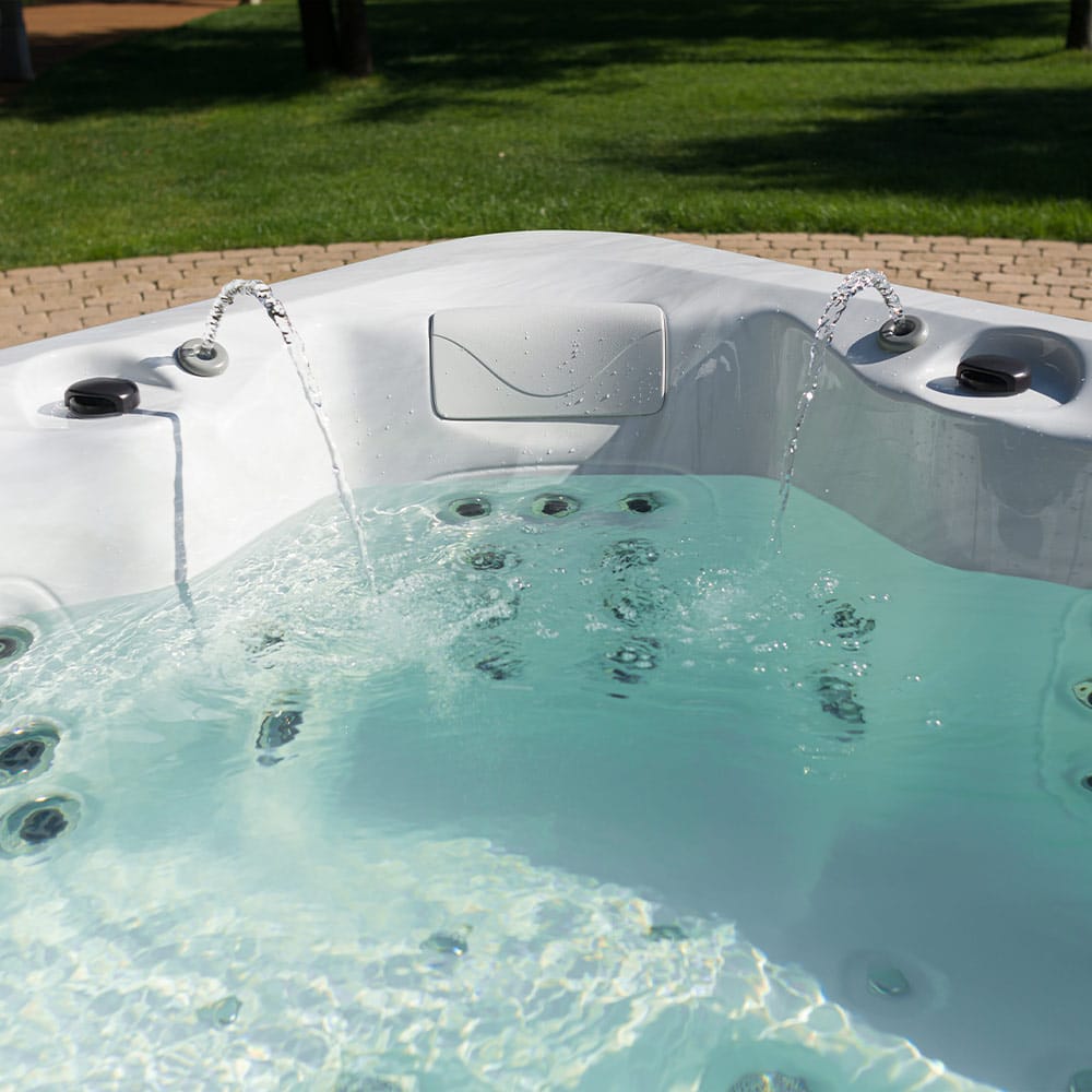 waterfzll in a hot tub, spa, jacuzzi