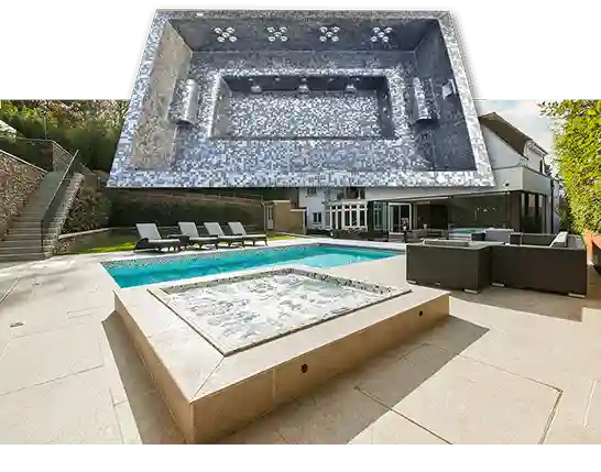custom spa manufacturer with tiled mosaic